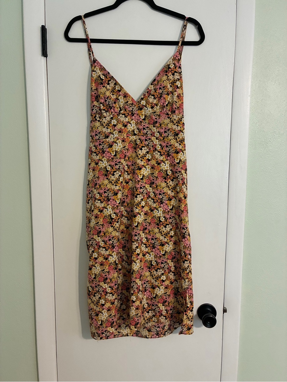 Forever 21 Floral Midi Slip Dress in Black, Pink, and Yellow